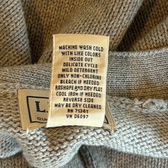 Vintage 90s LL Bean Cotton Knit Buttoned Cardigan Gray Mens Size Large - Picture 4 of 5
